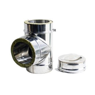 Tê Inox Parede Dupla com Tampo Ø80/130